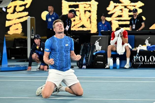 TENNIS AUSTRALIAN OPEN, Harri Heliovaara of Finland reacts after he and Henry Patten of Great Britain won the men s doubles final against Simone Bolelli and Andrea Vavassori of Italy during the 2025 Australian Open at Melbourne Park in Melbourne, Saturday, January 25, 2025. ( NO ARCHIVING, EDITORIAL USE ONLY, NO USE IN BOOKS WITHOUT CONSENT MELBOURNE VICTORIA AUSTRALIA  Copyright: xJAMESxROSSx 20250126176880185442