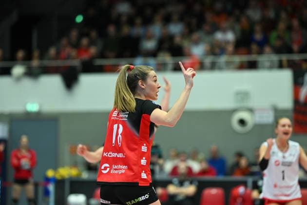 Sarah Straube (Dresdner SC, 18) Dresdner SC vs. SC Potsdam, 1. Volleyball Bundesliga Frauen, Spielzeit 2024 2025, 25.01.2025 Dresdner SC vs. SC Potsdam, 1. Volleyball Bundesliga Frauen, Spielzeit 2024 2025, 25.01.2025 Dresden Copyright: xEibner-Pressefoto xHoepnerx EP_PHR