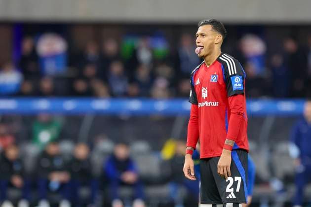 Davie Selke (Hamburger SV) lacht, 2. Bundesliga, Hertha BSC vs Hamburger SV, Olympiastadion am 25. January 2025 in Berlin, Deutschland. (Foto von Marco Steinbrenner DeFodi Images) Davie Selke (Hamburger SV) smiles, 2. Bundesliga, Hertha BSC vs Hamburger SV, Olympiastadion, January 25, 2025 in Berlin, Germany. (Photo by Marco Steinbrenner DeFodi Images) DFB DFL REGULATIONS PROHIBIT ANY USE OF PHOTOGRAPHS AS IMAGE SEQUENCES AND OR QUASI-VIDEO. Defodi-700_berlin_hsv_20250125_022