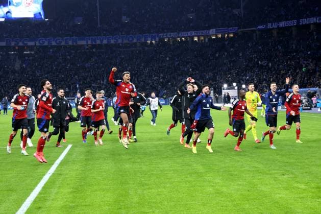 DEU, DFL, 2. FBL, Hertha BSC vs. Hambuerger SV, 25.01.2025, Berliner Olympiastadion, Berlin, DEU, DFL, 2. FBL, Hertha BSC vs. Hambuerger SV, im Bild Hamburger-Spieler DFL - regulations prohibit any use of Photographs as image sequences and or quasi-video Foto: Juergen Engler nordphoto GmbH