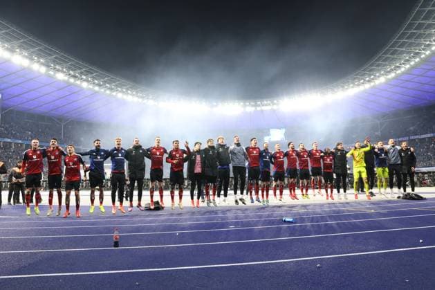DEU, DFL, 2. FBL, Hertha BSC vs. Hambuerger SV, 25.01.2025, Berliner Olympiastadion, Berlin, DEU, DFL, 2. FBL, Hertha BSC vs. Hambuerger SV, im Bild Hamburger-Spieler DFL - regulations prohibit any use of Photographs as image sequences and or quasi-video Foto: Juergen Engler nordphoto GmbH