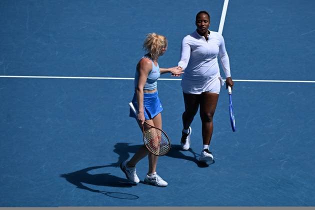 TENNIS AUSTRALIAN OPEN, Katerina Siniakova (left) of the Czech Republic and Taylor Townsend (right) of the USA during Women?s Doubles final against Jelena Ostapenko of Latvia and Su-Wei Hsieh of Chinese Taipei during the 2025 Australian Open at Melbourne Park in Melbourne, Sunday, January 26, 2025. ( NO ARCHIVING, EDITORIAL USE ONLY, NO USE IN BOOKS WITHOUT CONSENT MELBOURNE VICTORIA AUSTRALIA  Copyright: xJAMESxROSSx 20250126114783507470