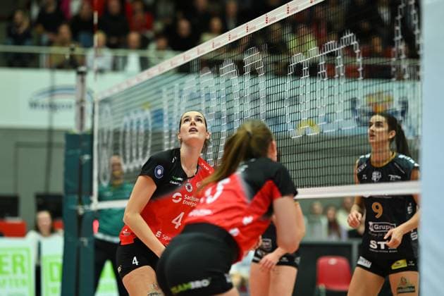 Nathalie Lemmens (Dresdner SC, 4) Dresdner SC vs. SC Potsdam, 1. Volleyball Bundesliga Frauen, Spielzeit 2024 2025, 25.01.2025 Dresdner SC vs. SC Potsdam, 1. Volleyball Bundesliga Frauen, Spielzeit 2024 2025, 25.01.2025 Dresden Copyright: xEibner-Pressefoto xHoepnerx EP_PHR