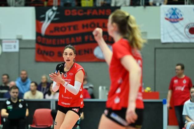 Julie Lengweiler (Dresdner SC, 7) Dresdner SC vs. SC Potsdam, 1. Volleyball Bundesliga Frauen, Spielzeit 2024 2025, 25.01.2025 Dresdner SC vs. SC Potsdam, 1. Volleyball Bundesliga Frauen, Spielzeit 2024 2025, 25.01.2025 Dresden Copyright: xEibner-Pressefoto xHoepnerx EP_PHR