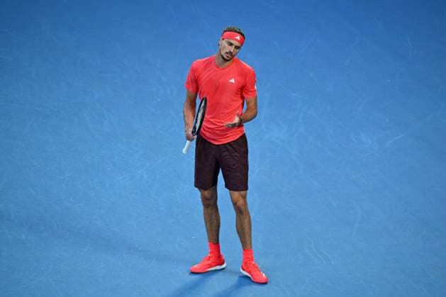 TENNIS AUSTRALIAN OPEN, Alexander Zverev of Germany reacts during his Men?s Singles final against Jannik Sinner of Italy during the 2025 Australian Open at Melbourne Park in Melbourne, Sunday, January 26, 2025. ( NO ARCHIVING, EDITORIAL USE ONLY, NO USE IN BOOKS WITHOUT CONSENT MELBOURNE VICTORIA AUSTRALIA  Copyright: xJAMESxROSSx 20250126120324217244