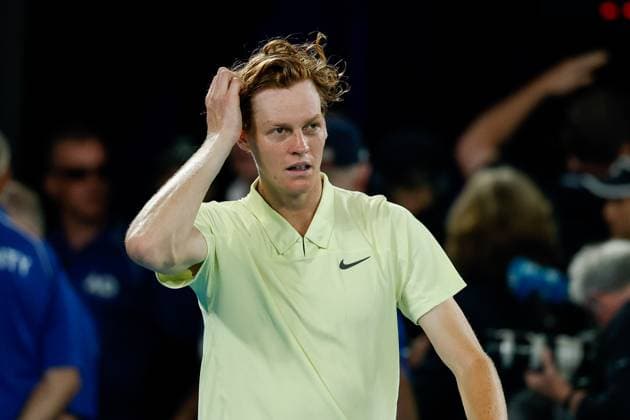 (250126) -- MELBOURNE, Jan. 26, 2025 -- Jannik Sinner reacts after the men s singles final between Jannik Sinner of Italy and Alexander Zverev of Germany at Australian Open tennis tournament in Melbourne, Australia, Jan. 26, 2025. (Photo by Xinhua) (SP)AUSTRALIA-MELBOURNE-TENNIS-AUSTRALIAN OPEN-MEN S SINGLES-FINAL ChuxChen 
