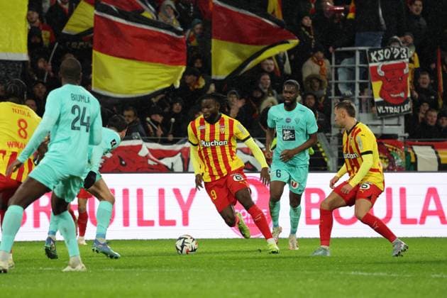 FOOTBALL : RC Lens vs Angers SCO - Ligue 1 - 26 01 2025 Goduine KOYALIPOU (RC Lens) lors du match RC Lens - Angers SCO, Ligue 1, stade Bollaert-Delelis, le 26 janvier 2025  Copyright: xLaurentxSANSONx