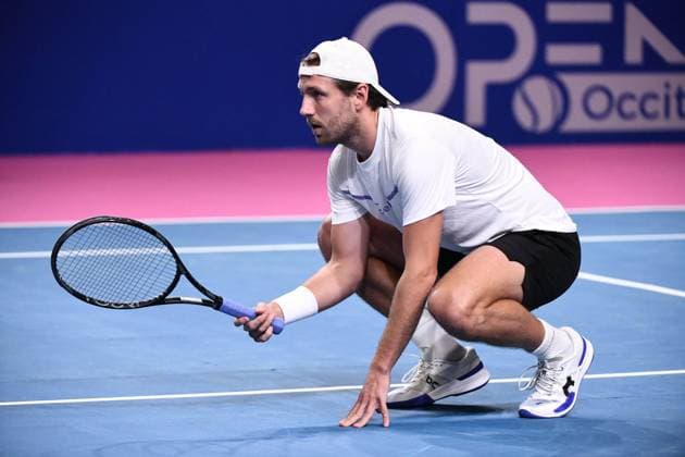 TENNIS : Open Sud de France ATP, Tennis Herren 250 - 27 01 2025 MONTPELLIER, FRANCE - JANUARY 27 : Robin HAASE (NED) - Botic VAN DE ZANDSCHULP (NED) vs. Richard GASQUET (FRA) - Lucas POUILLE (FRA) during the qualifying final of the ATP 250 Open Sud de France tournament in Montpellier, France on January 27th, 2025. MontpellierFrance  Copyright: xValentinaxClaretx