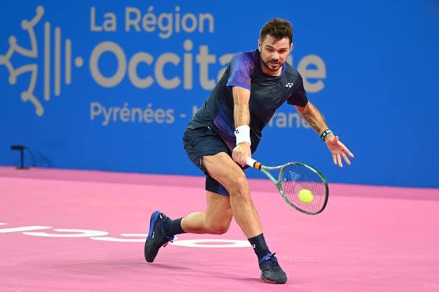 TENNIS : Open Sud de France ATP, Tennis Herren 250 - 27 01 2025 MONTPELLIER, FRANCE - JANUARY 27 : WC Stan WAWRINKA (SUI) vs. Arthur CAZAUX (FRA) at the ATP 250 Open Sud de France tournament in Montpellier, France on January 27th, 2025. MontpellierFrance  Copyright: xValentinaxClaretx