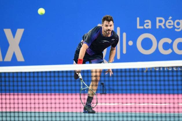 TENNIS : Open Sud de France ATP, Tennis Herren 250 - 27 01 2025 MONTPELLIER, FRANCE - JANUARY 27 : WC Stan WAWRINKA (SUI) vs. Arthur CAZAUX (FRA) at the ATP 250 Open Sud de France tournament in Montpellier, France on January 27th, 2025. MontpellierFrance  Copyright: xValentinaxClaretx