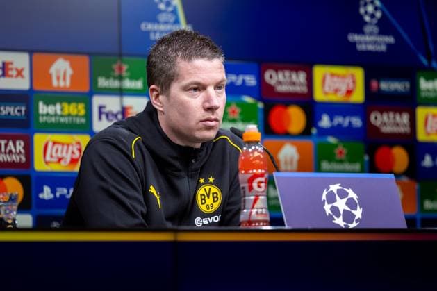 28.01.2025, Pressekonferenz zum UEFA Champions League Spiel zwischen Borussia Dortmund und Schachtar Donezk mit Cheftrainer Mike Tullberg (Borussia Dortmund), Dortmund Signal Iduna Park NRW Deutschland xRHR-FOTO DEx Copyright: DennisxEwert RHR-FOTOx RHR-FOTO DE