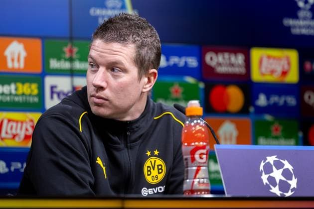 28.01.2025, Pressekonferenz zum UEFA Champions League Spiel zwischen Borussia Dortmund und Schachtar Donezk mit Cheftrainer Mike Tullberg (Borussia Dortmund), Dortmund Signal Iduna Park NRW Deutschland xRHR-FOTO DEx Copyright: DennisxEwert RHR-FOTOx RHR-FOTO DE