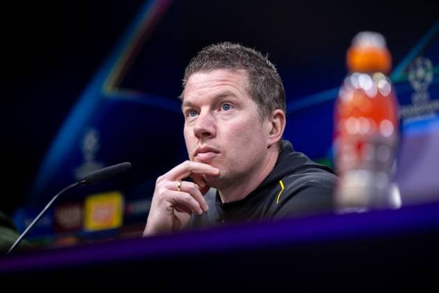 28.01.2025, Pressekonferenz zum UEFA Champions League Spiel zwischen Borussia Dortmund und Schachtar Donezk mit Cheftrainer Mike Tullberg (Borussia Dortmund), Dortmund Signal Iduna Park NRW Deutschland xRHR-FOTO DEx Copyright: DennisxEwert RHR-FOTOx RHR-FOTO DE