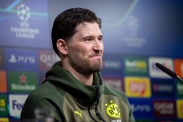 28.01.2025, Pressekonferenz zum UEFA Champions League Spiel zwischen Borussia Dortmund und Schachtar Donezk mit Torwart Gregor Kobel (Borussia Dortmund), Dortmund Signal Iduna Park NRW Deutschland xRHR-FOTO DEx Copyright: DennisxEwert RHR-FOTOx RHR-FOTO DE