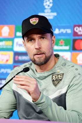 28.01.25 VfB Stuttgart PK Hoeneß Deutschland, Stuttgart, 28.01.2025, Fussball, UEFA Champions League, VfB Stuttgart, Pressekonferenz PK: Sebastian Hoeneß (Trainer).