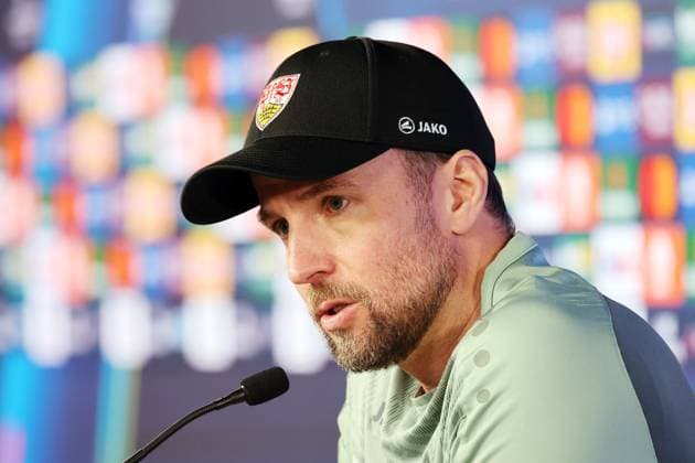 28.01.25 VfB Stuttgart PK Hoeneß Deutschland, Stuttgart, 28.01.2025, Fussball, UEFA Champions League, VfB Stuttgart, Pressekonferenz PK: Sebastian Hoeneß (Trainer).