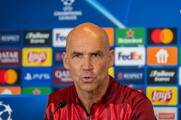 SOCCER - UEFA CL, RBS vs Atletico SALZBURG,AUSTRIA,28.JAN.25 - SOCCER - UEFA Champions League, Red Bull Salzburg vs Atletico Madrid, preview, press conference, PK, Pressekonferenz RBS. Image shows head coach Thomas Letsch (RBS).  GEPAxpictures xWolfgangxKofler