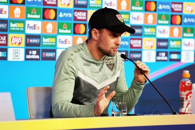 28.01.25 VfB Stuttgart PK Hoeneß Deutschland, Stuttgart, 28.01.2025, Fussball, UEFA Champions League, VfB Stuttgart, Pressekonferenz PK: Sebastian Hoeneß (Trainer).