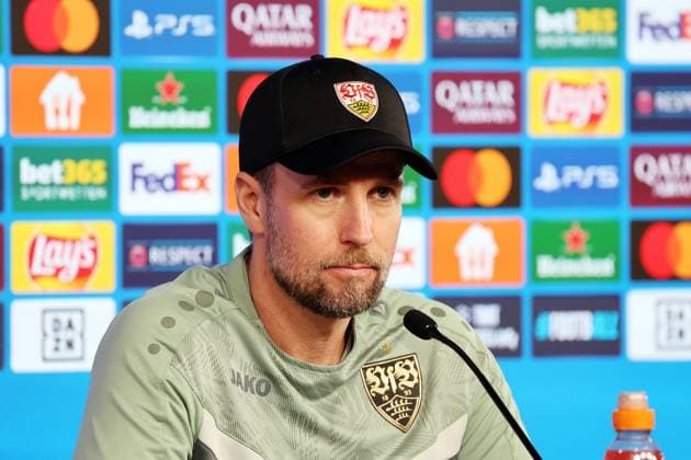 Sport Bilder des Tages 28.01.25 VfB Stuttgart PK Hoeneß Deutschland, Stuttgart, 28.01.2025, Fussball, UEFA Champions League, VfB Stuttgart, Pressekonferenz PK: Sebastian Hoeneß (Trainer).