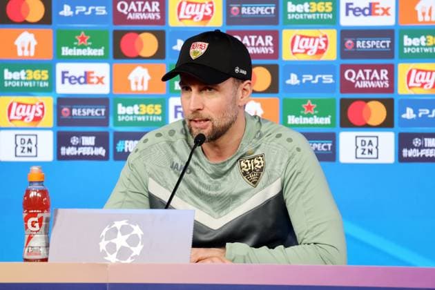 28.01.25 VfB Stuttgart PK Hoeneß Deutschland, Stuttgart, 28.01.2025, Fussball, UEFA Champions League, VfB Stuttgart, Pressekonferenz PK: Sebastian Hoeneß (Trainer).