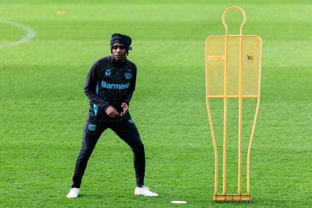 UEFA Champions League: Training Bayer 04 Leverkusen, 28.01.2025 Jeremie Frimpong (Bayer 04 Leverkusen, 30) UEFA Champions League: Training Bayer 04 Leverkusen vor dem Spiel gegen Sparta Prag; Ulrich-Haberland-Stadion, Leverkusen am 28.01.2025 Copyright: xBEAUTIFULxSPORTS Wunderlx