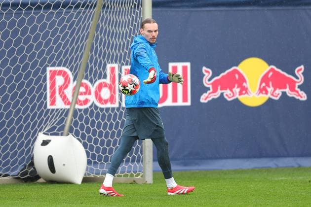 RB Leipzig - Training Champions League Leipzig, 28.01.2025, RBL Trainingszentrum, UEFA Champions League, RB LEIPZIG Abschlusstraining vorm morgigen Spiel bei Sturm Graz , Im Bild: Torwart Maarten Vandevoordt , Nur zur redaktionellen Nutzung. Editorial use only. ,