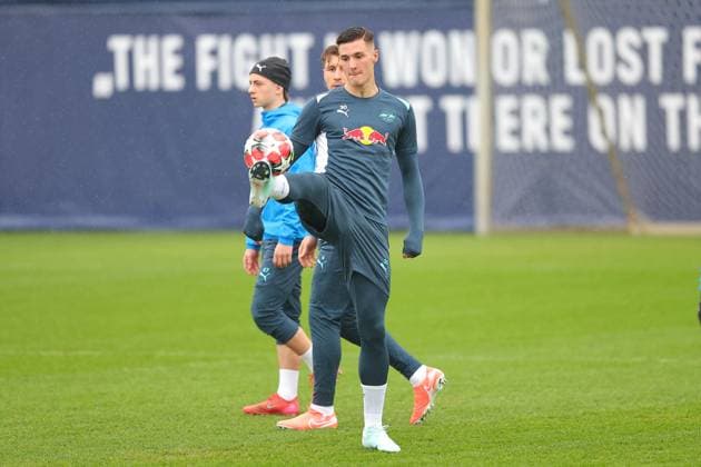 RB Leipzig - Training Champions League Leipzig, 28.01.2025, RBL Trainingszentrum, UEFA Champions League, RB LEIPZIG Abschlusstraining vorm morgigen Spiel bei Sturm Graz , Im Bild: Benjamin Sesko , Nur zur redaktionellen Nutzung. Editorial use only. ,