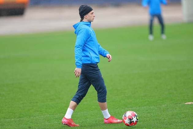 RB Leipzig - Training Champions League Leipzig, 28.01.2025, RBL Trainingszentrum, UEFA Champions League, RB LEIPZIG Abschlusstraining vorm morgigen Spiel bei Sturm Graz , Im Bild: Viggo Gebel , Nur zur redaktionellen Nutzung. Editorial use only. ,