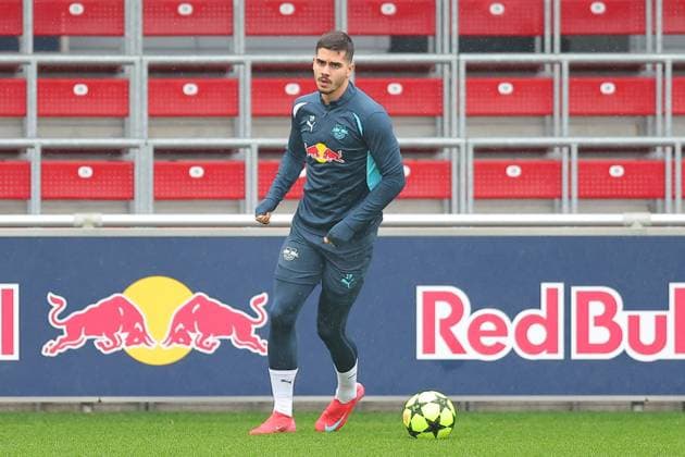 RB Leipzig - Training Champions League Leipzig, 28.01.2025, RBL Trainingszentrum, UEFA Champions League, RB LEIPZIG Abschlusstraining vorm morgigen Spiel bei Sturm Graz , Im Bild: Andre Silva , Nur zur redaktionellen Nutzung. Editorial use only. ,