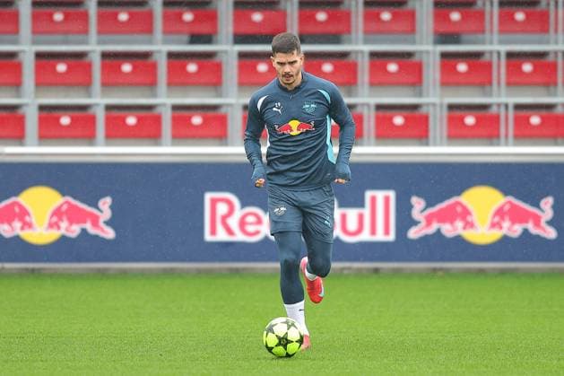 RB Leipzig - Training Champions League Leipzig, 28.01.2025, RBL Trainingszentrum, UEFA Champions League, RB LEIPZIG Abschlusstraining vorm morgigen Spiel bei Sturm Graz , Im Bild: Andre Silva , Nur zur redaktionellen Nutzung. Editorial use only. ,