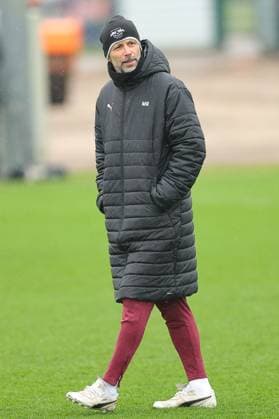 RB Leipzig - Training Champions League Leipzig, 28.01.2025, RBL Trainingszentrum, UEFA Champions League, RB LEIPZIG Abschlusstraining vorm morgigen Spiel bei Sturm Graz , Im Bild: Trainer Marco Rose , Nur zur redaktionellen Nutzung. Editorial use only. ,