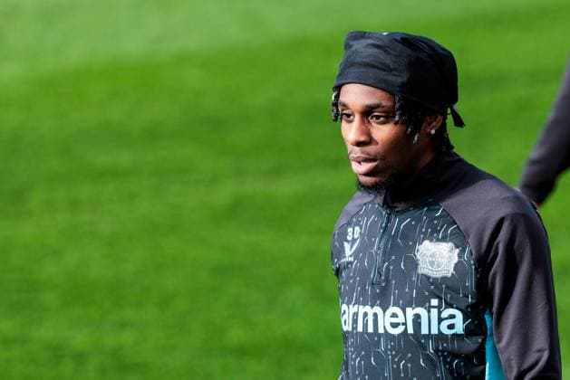UEFA Champions League: Training Bayer 04 Leverkusen, 28.01.2025 Jeremie Frimpong (Bayer 04 Leverkusen, 30) UEFA Champions League: Training Bayer 04 Leverkusen vor dem Spiel gegen Sparta Prag; Ulrich-Haberland-Stadion, Leverkusen am 28.01.2025 Copyright: xBEAUTIFULxSPORTS Wunderlx