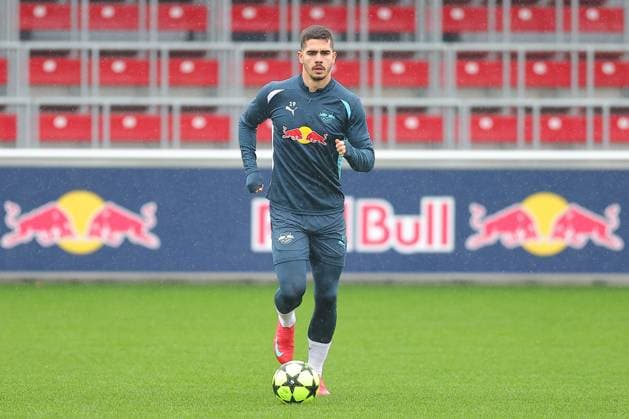RB Leipzig - Training Champions League Leipzig, 28.01.2025, RBL Trainingszentrum, UEFA Champions League, RB LEIPZIG Abschlusstraining vorm morgigen Spiel bei Sturm Graz , Im Bild: Andre Silva , Nur zur redaktionellen Nutzung. Editorial use only. ,