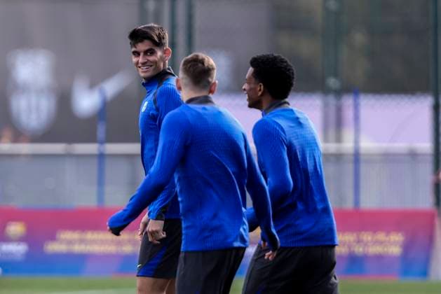 January 28, 2025, Sant Joan Despi, Barcelona, SPAIN: Gerard Martin during the training day of FC Barcelona, Barca ahead UEFA Champions League, football match against Atalanta BC at Ciudad Esportiva Joan Gamper on January 28, 2025 in Sant Joan Despi, Barcelona, Spain. Sant Joan Despi SPAIN - ZUMAa181 20250128_zaa_a181_002 Copyright: xJavierxBorregox