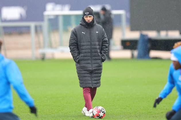 RB Leipzig - Training Champions League Leipzig, 28.01.2025, RBL Trainingszentrum, UEFA Champions League, RB LEIPZIG Abschlusstraining vorm morgigen Spiel bei Sturm Graz , Im Bild: Trainer Marco Rose , Nur zur redaktionellen Nutzung. Editorial use only. ,