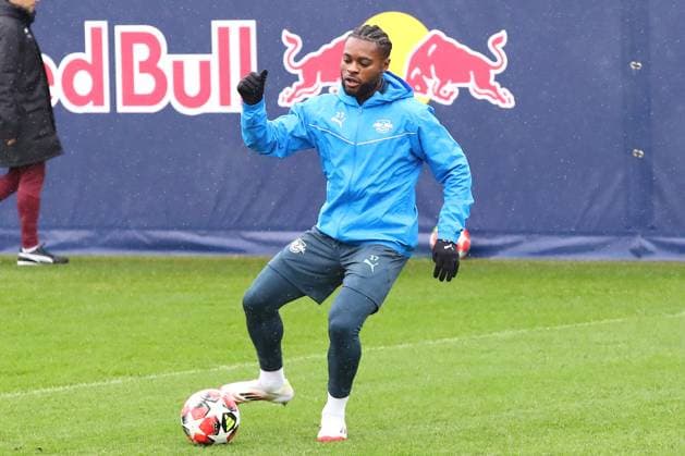 RB Leipzig - Training Champions League Leipzig, 28.01.2025, RBL Trainingszentrum, UEFA Champions League, RB LEIPZIG Abschlusstraining vorm morgigen Spiel bei Sturm Graz , Im Bild: Ridle Baku , Nur zur redaktionellen Nutzung. Editorial use only. ,