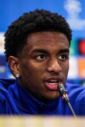 January 28, 2025, Sant Joan Despi, Barcelona, SPAIN: Alejandro Balde attends his press conference, PK, Pressekonferenz during the training day of FC Barcelona, Barca ahead the UEFA Champions League, football match against Atalanta BC at Ciudad Esportiva Joan Gamper on January 28, 2025 in Sant Joan Despi, Barcelona, Spain. Sant Joan Despi SPAIN - ZUMAa181 20250128_zaa_a181_030 Copyright: xJavierxBorregox