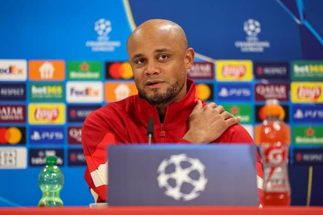Vincent Kompany (FC Bayern Muenchen, Cheftrainer) bei der Pressekonferenz, GER, Internationale Pressekonferenz, FC Bayern Muenchen, Fussball, UEFA Champions League, 8. Spieltag, Saison 2024 2025, 28.01.2025, GER, Internationale Pressekonferenz, FC Bayern Muenchen, Fussball, UEFA Champions League, 8. Spieltag, Saison 2024 2025, 28.01.2025 Muenchen Copyright: xEibner-Pressefoto JennixMaulx EP_JML