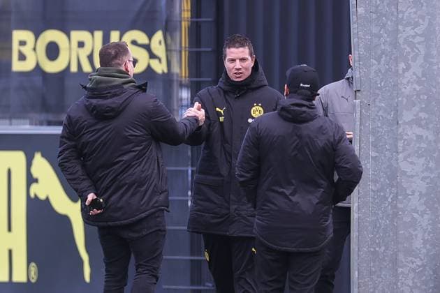 28.01.2025, Abschlusstraining zum UEFA Champions League Spiel zwischen Borussia Dortmund und Shakhtar Donetsk, Cheftrainer Mike Tullberg (Borussia Dortmund), Dortmund Trainingsgelände Borussia Dortmund NRW Deutschland xRHR-FOTO DEx Copyright: DennisxEwert RHR-FOTOx RHR-FOTO DE