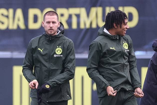 28.01.2025, Abschlusstraining zum UEFA Champions League Spiel zwischen Borussia Dortmund und Shakhtar Donetsk, v. l. Waldemar Anton (Borussia Dortmund), Filipo Mane (Borussia Dortmund), Dortmund Trainingsgelände Borussia Dortmund NRW Deutschland xRHR-FOTO DEx Copyright: DennisxEwert RHR-FOTOx RHR-FOTO DE