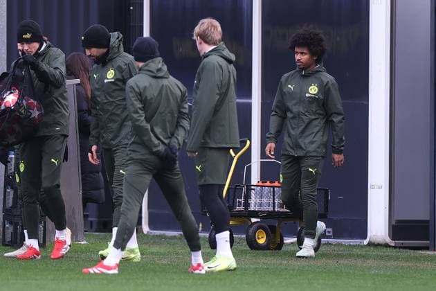28.01.2025, Abschlusstraining zum UEFA Champions League Spiel zwischen Borussia Dortmund und Shakhtar Donetsk, Karim Adeyemi (Borussia Dortmund), Dortmund Trainingsgelände Borussia Dortmund NRW Deutschland xRHR-FOTO DEx Copyright: DennisxEwert RHR-FOTOx RHR-FOTO DE
