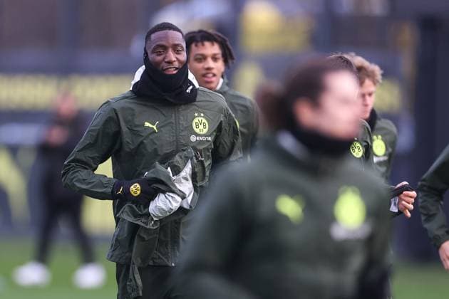 Sport Bilder des Tages 28.01.2025, Abschlusstraining zum UEFA Champions League Spiel zwischen Borussia Dortmund und Shakhtar Donetsk, Serhou Guirassy (Borussia Dortmund), Dortmund Trainingsgelände Borussia Dortmund NRW Deutschland xRHR-FOTO DEx Copyright: DennisxEwert RHR-FOTOx RHR-FOTO DE