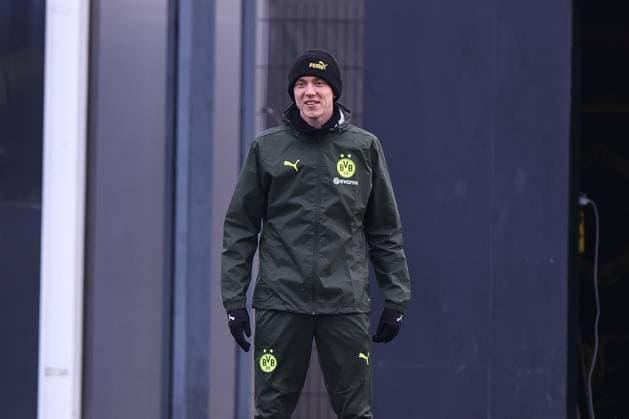 28.01.2025, Abschlusstraining zum UEFA Champions League Spiel zwischen Borussia Dortmund und Shakhtar Donetsk, Maximilian Beier (Borussia Dortmund), Dortmund Trainingsgelände Borussia Dortmund NRW Deutschland xRHR-FOTO DEx Copyright: DennisxEwert RHR-FOTOx RHR-FOTO DE