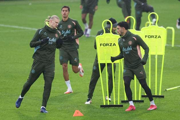 Manchester City Training Day Erling Haaland of Manchester City during the Manchester City FC Training Day ahead of the Manchester City FC v Club Brugge Champions League match, at the Joie Stadium, Manchester, England, United Kingdom on 28 January 2025 Credit: Jake Kirkman Every Second Media Editorial use only. All images are copyright Every Second Media Limited. No images may be reproduced without prior permission. Copyright: xIMAGO EveryxSecondxMediax ESM-1299-0055