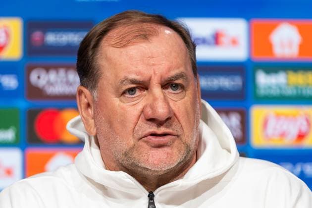 SLOVAN BRATISLAVA press conference, PK, Pressekonferenz Vladimir Weiss sr of Slovan speaks during the press conference ahead of UEFA Champions League, league stage match between FC Bayern Munich and SK Slovan Bratislava. Munich, Germany, January 28, 2025. Copyright: xx 080A7295