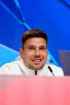 Dominik Takac (SK Slovan Bratislava, 71) bei der Pressekoferenz, GER, Internationale Pressekonferenz, SK Slovan Bratislava, Fussball, UEFA Champions League, 8. Spieltag, Saison 2024 2025, 28.01.2025, GER, Internationale Pressekonferenz, SK Slovan Bratislava, Fussball, UEFA Champions League, 8. Spieltag, Saison 2024 2025, 28.01.2025 Muenchen Copyright: xEibner-Pressefoto JennixMaulx EP_JML