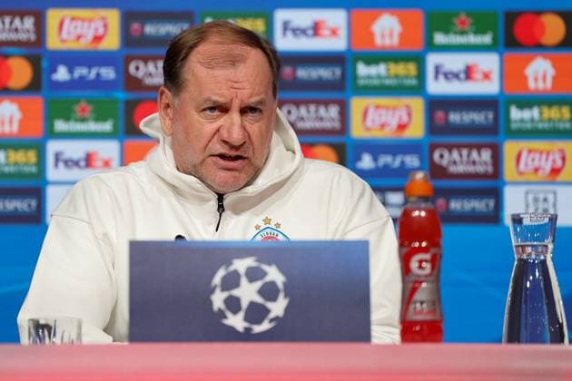 Vladimir Weiss (SK Slovan Bratislava, Chef-Trainer) bei der Pressekoferenz, GER, Internationale Pressekonferenz, SK Slovan Bratislava, Fussball, UEFA Champions League, 8. Spieltag, Saison 2024 2025, 28.01.2025, GER, Internationale Pressekonferenz, SK Slovan Bratislava, Fussball, UEFA Champions League, 8. Spieltag, Saison 2024 2025, 28.01.2025 Muenchen Copyright: xEibner-Pressefoto JennixMaulx EP_JML