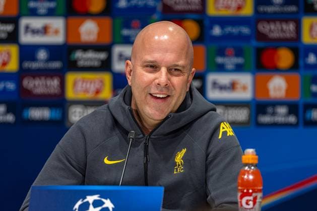 Football - UEFA Champions League - League Phase - PSV Eindhoven v Liverpool FC - MD-1 EINDHOVEN, NETHERLANDS - Tuesday, January 28, 2025: Liverpool s head coach Arne Slot during a press conference, PK, Pressekonferenz at Philips Stadium ahead of the UEFA Champions League Matchday 8 game between PSV Eindhoven and Liverpool FC. (Photo by David Rawcliffe Propaganda) EINDHOVEN Philips Stadium NORTH BRABANT NETHERLANDS  Copyright: xDavidxRawcliffex P2025-01-28-PSV_Liverpool_MD-1-42