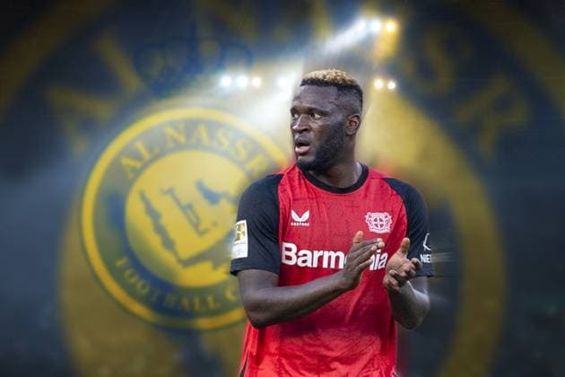 FOTOMONTAGE: Victor Boniface (Bayer 04 Leverkusen, 22) wechselt fuer fast 70 Millionen nach Saudi-Arabien zum Spitzenclub Al-Nassr, ARCHIVFOTO.