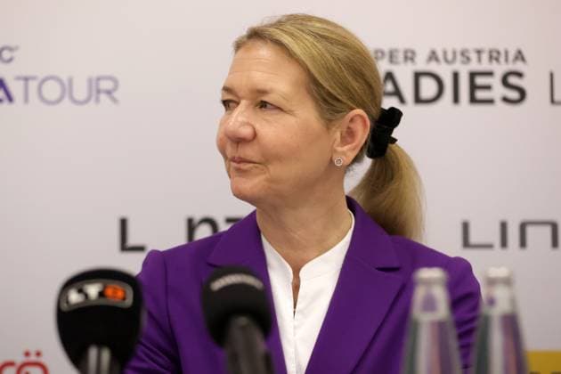 TENNIS - WTA, Tennis Damen Upper Austria Ladies Linz LINZ,AUSTRIA,29.JAN.25 - TENNIS - WTA Tour, Upper Austria Ladies Linz, press conference, PK, Pressekonferenz Image shows tournament director Sandra Reichel.  GEPAxpictures xWalterxLuger